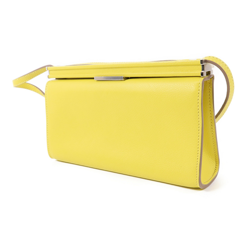 HERMES Evercolor皮革Clic-H 21銀扣肩背袋Lime-2