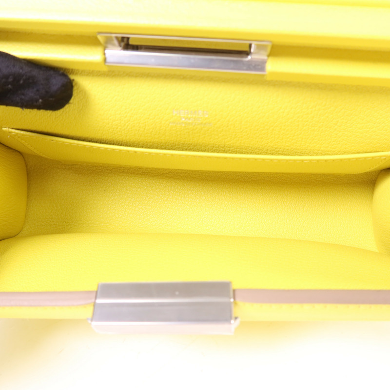 HERMES Evercolor皮革Clic-H 21銀扣肩背袋Lime-5
