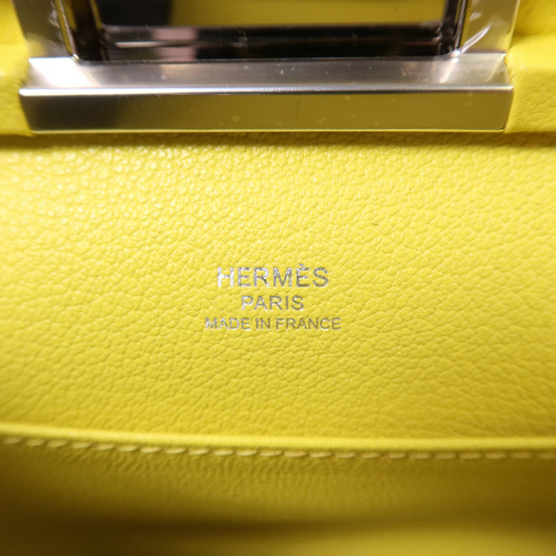 HERMES Evercolor皮革Clic-H 21銀扣肩背袋Lime-6