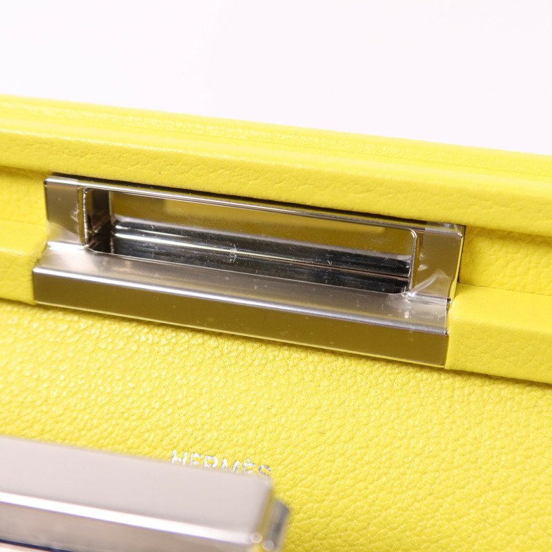 HERMES Evercolor皮革Clic-H 21銀扣肩背袋Lime-8