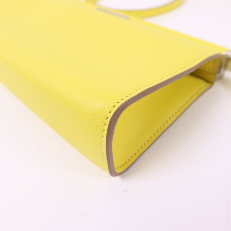 HERMES Evercolor皮革Clic-H 21銀扣肩背袋Lime-10