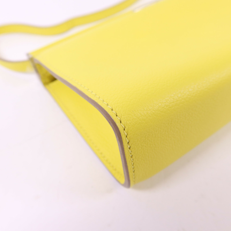 HERMES Evercolor皮革Clic-H 21銀扣肩背袋Lime-11