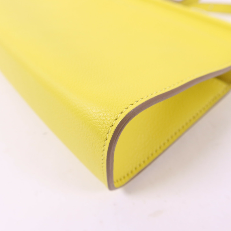 HERMES Evercolor皮革Clic-H 21銀扣肩背袋Lime-12