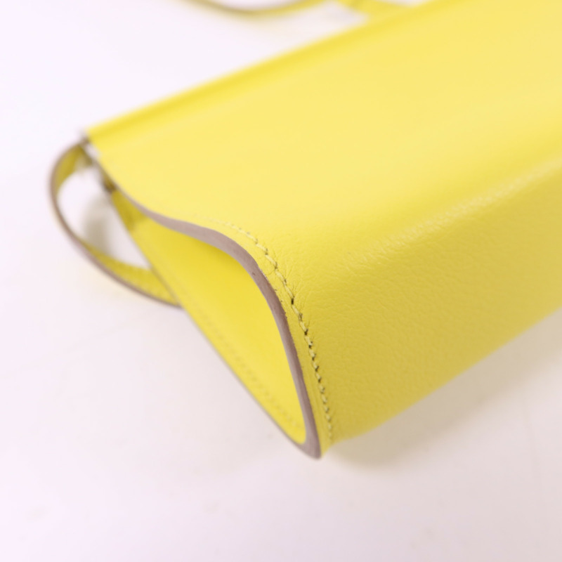 HERMES Evercolor皮革Clic-H 21銀扣肩背袋Lime-13