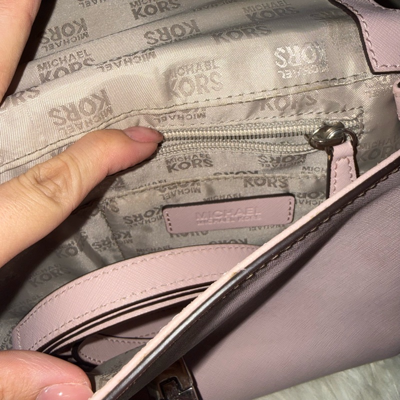 💗 Michael Kors MK 粉色 手提包 肩背包 斜背包 防刮皮革 氣質 淑女風 百搭 休閒 通勤包 精品 二手-3