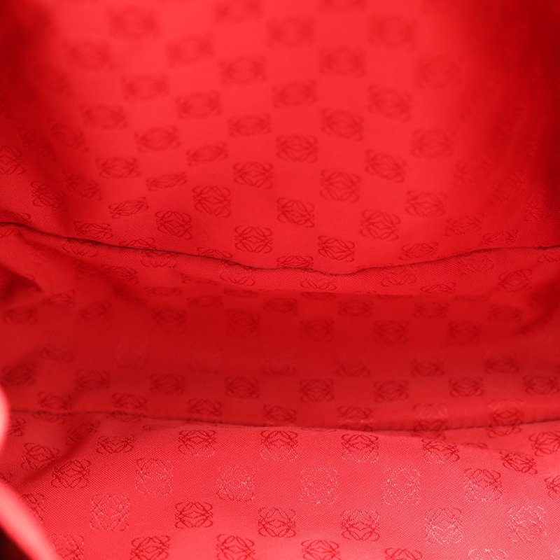 LOEWE 拼色羊皮羅意威橘色拼玫紅色流蘇福袋肩背包-2