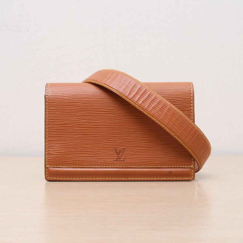 LOUIS VUITTON 棕色EPI水波紋牛皮1992lv中古腰包水波紋全皮肩背包-1