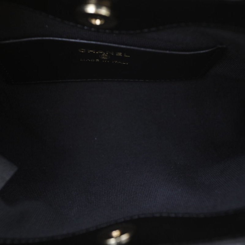 CHANEL 31BagNano橫版20.5黑色羊皮鐳射標淺金扣肩背包-3