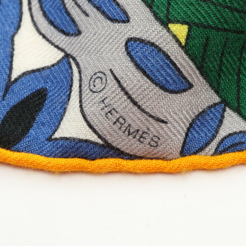 HERMES Carre 140 Le Jardin de la Maharani 圍巾披肩真絲羊絨紅色二手-2