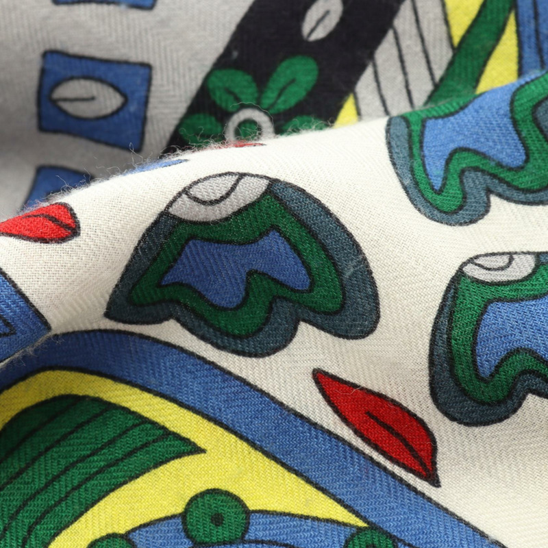 HERMES Carre 140 Le Jardin de la Maharani 圍巾披肩真絲羊絨紅色二手-4