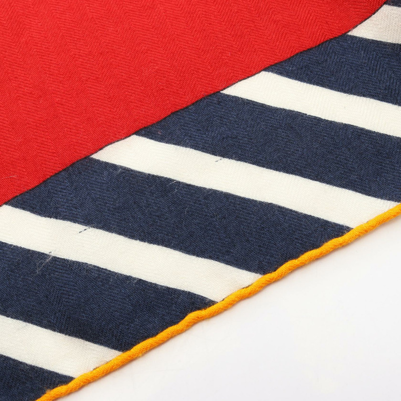 HERMES Carre 140 Le Jardin de la Maharani 圍巾披肩真絲羊絨紅色二手-6