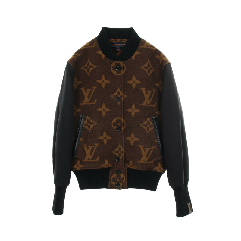 路易威登 Monogram Blouson #36 夾克,羊毛、羊絨、棉混紡,棕色/黑色,二手-0