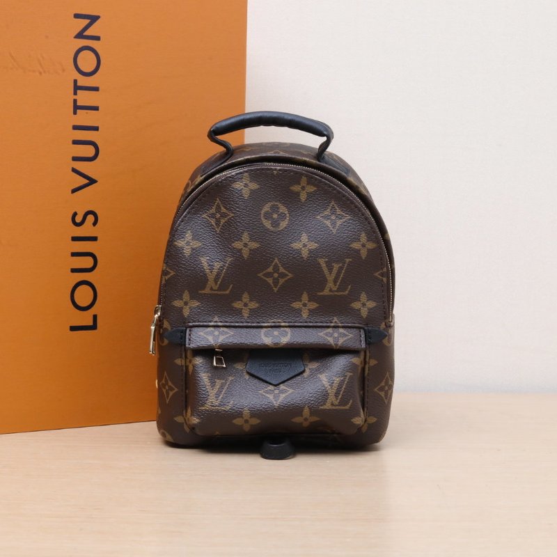 LOUIS VUITTON PalmSprings小書包Mini17新款拉鏈外露老花PVC晶片肩背包-0