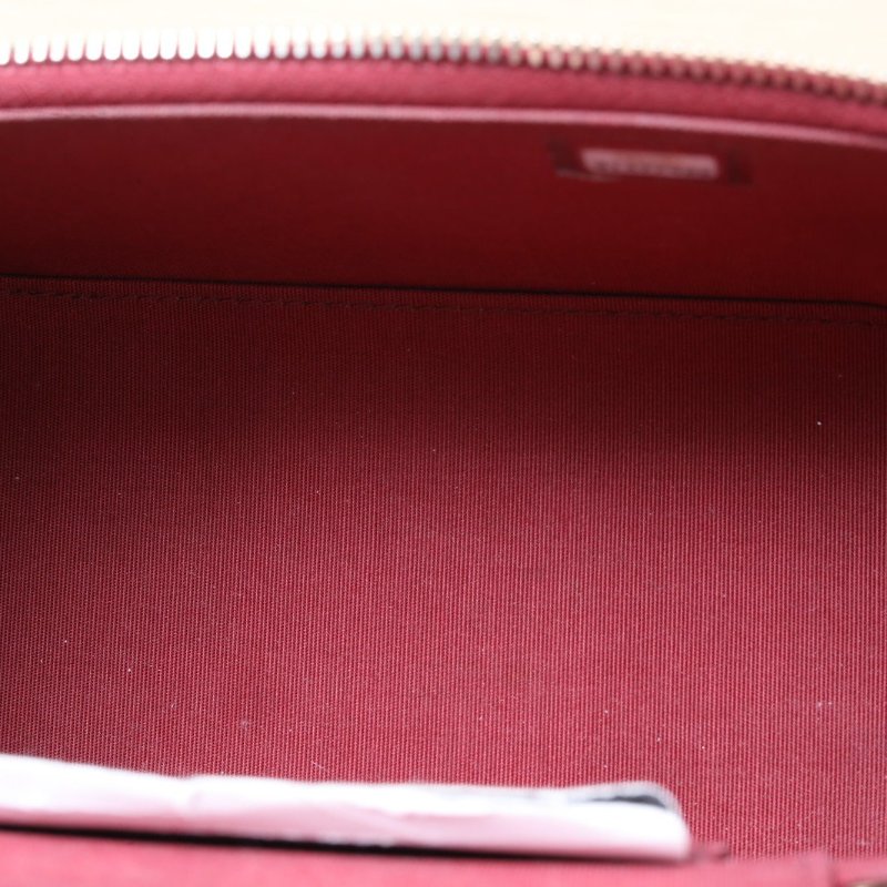 CHANEL 21A長盒子化妝包無鏡子17酒紅色羊皮31開金扣皮手柄肩背包-3