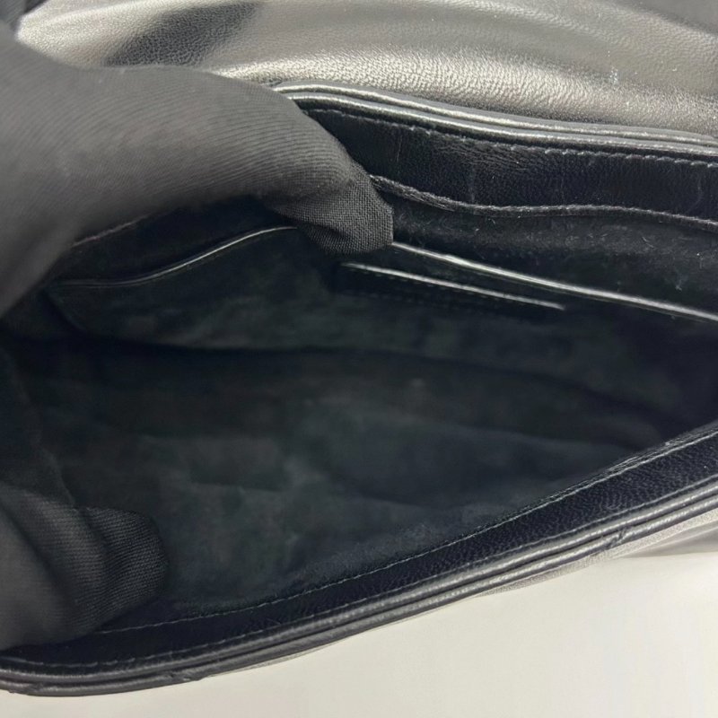 YSL LE57黑金磁吸扣菱格紋羊皮腋下包 25*19*5 98新配件塵袋-5