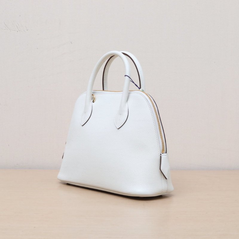 HERMES Bolide保齡球包25I2奶油白EC皮Z刻金扣肩背包-4
