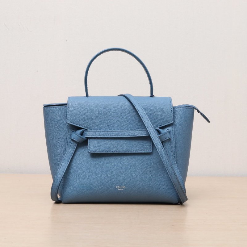 CELINE Belt鯰魚包Nano20藍色牛皮銀扣肩背包-1