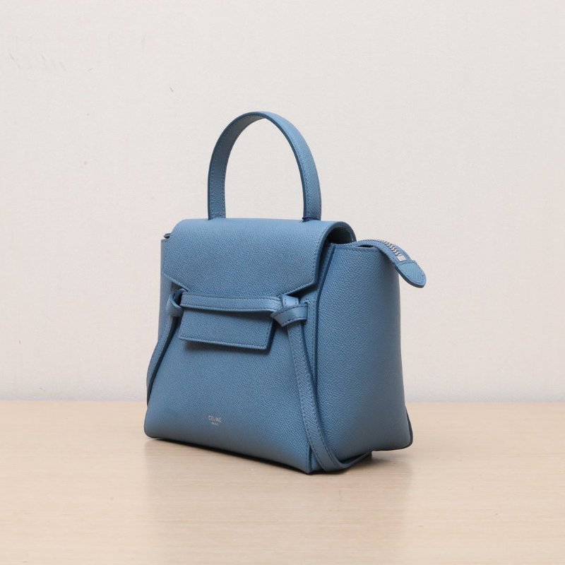 CELINE Belt鯰魚包Nano20藍色牛皮銀扣肩背包-4