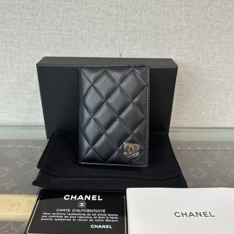 CHANEL 黑金菱格紋折疊錢包 11*7.5 99新配件盒子塵袋保卡-0