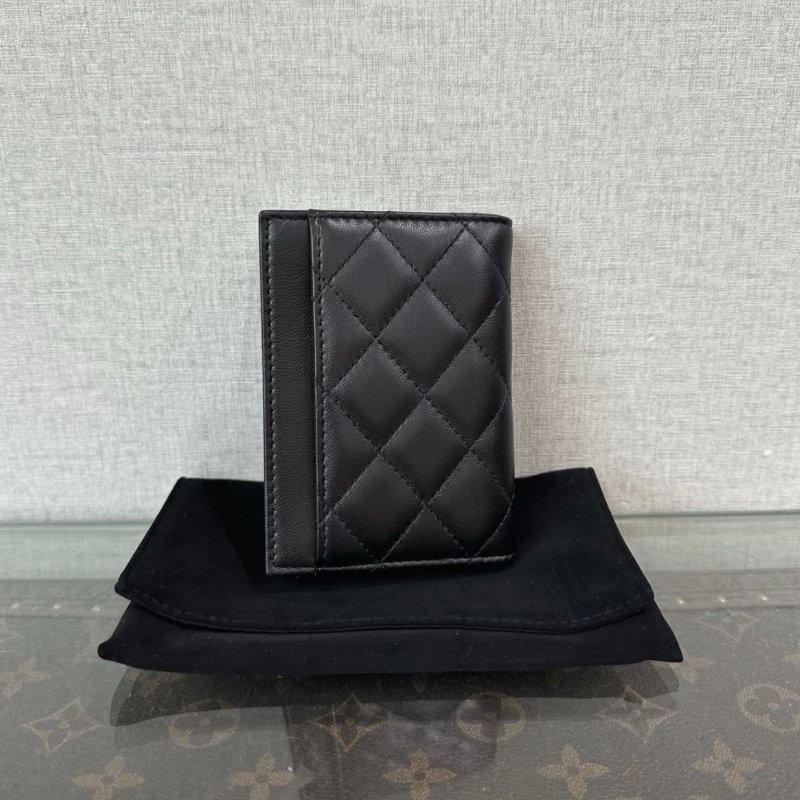 CHANEL 黑金菱格紋折疊錢包 11*7.5 99新配件盒子塵袋保卡-3