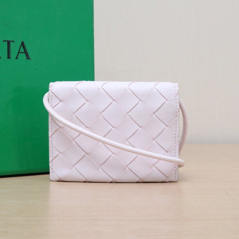 BOTTEGA VENETA 粉色羊皮斜挎包mini卡包肩背包-0