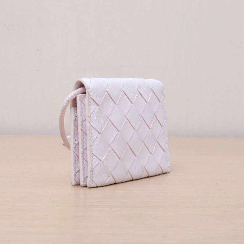 BOTTEGA VENETA 粉色羊皮斜挎包mini卡包肩背包-4