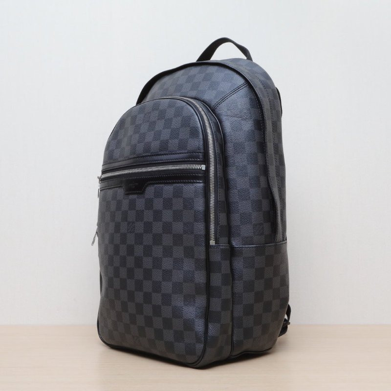 LOUIS VUITTON MICHAEL棋盤格大號黑色PVC2011肩背包-4