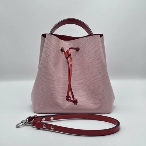 LV Neonoe 水波紋粉色紅內手提肩背水桶包 25*25*16.5 98新配件塵袋