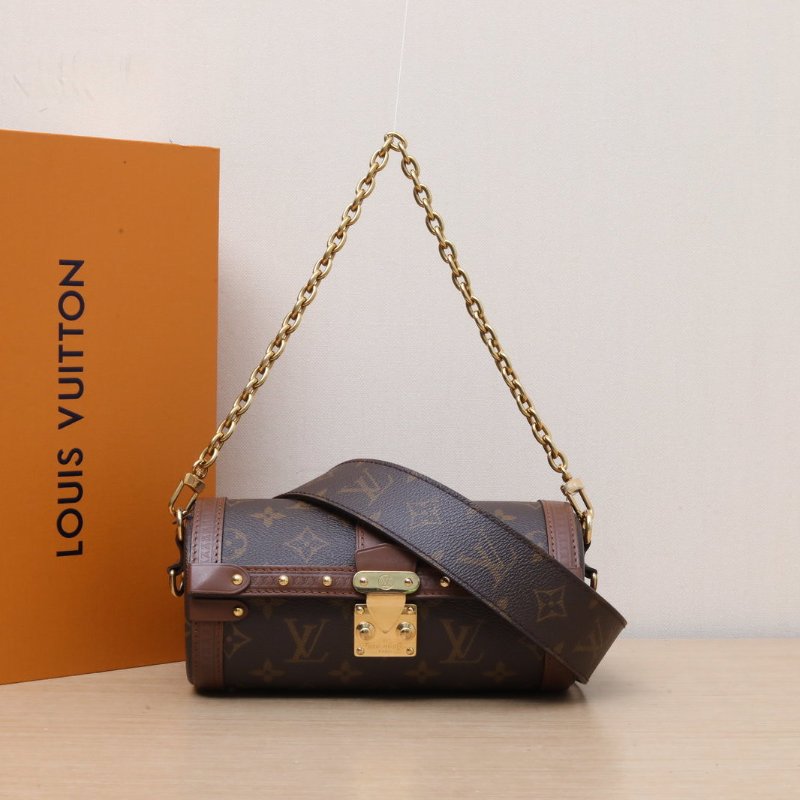 LOUIS VUITTON PAPILLON巴比龍TRUNK鏈條圓桶包老花PVC晶片肩背包-0