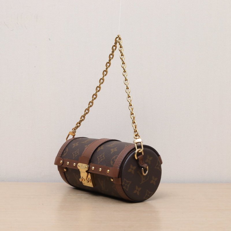 LOUIS VUITTON PAPILLON巴比龍TRUNK鏈條圓桶包老花PVC晶片肩背包-4