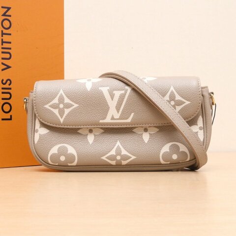 LOUIS VUITTON IVY鏈條腋下包大象灰牛皮金扣晶片肩背包