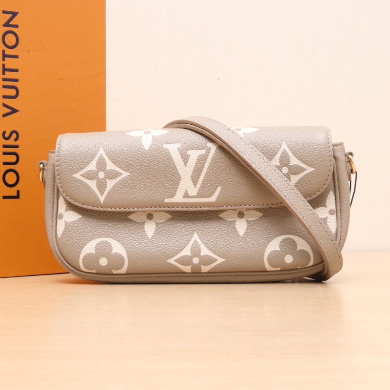LOUIS VUITTON IVY鏈條腋下包大象灰牛皮金扣晶片肩背包-0