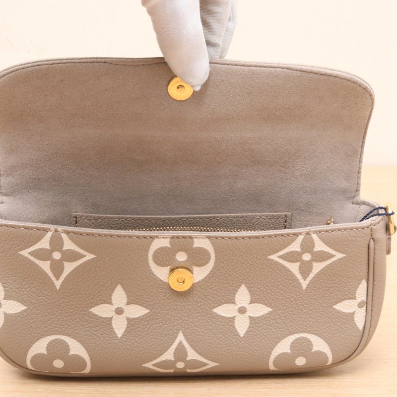 LOUIS VUITTON IVY鏈條腋下包大象灰牛皮金扣晶片肩背包-3