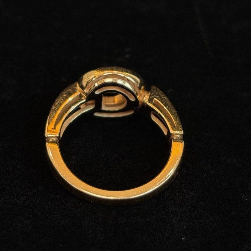 BVLGARI 18K玫瑰金珍珠貝母鑲鑽戒指 49碼 98新配件盒子-4