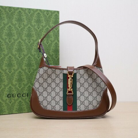 GUCCI Jackie1961小號老花帆布金扣肩背包