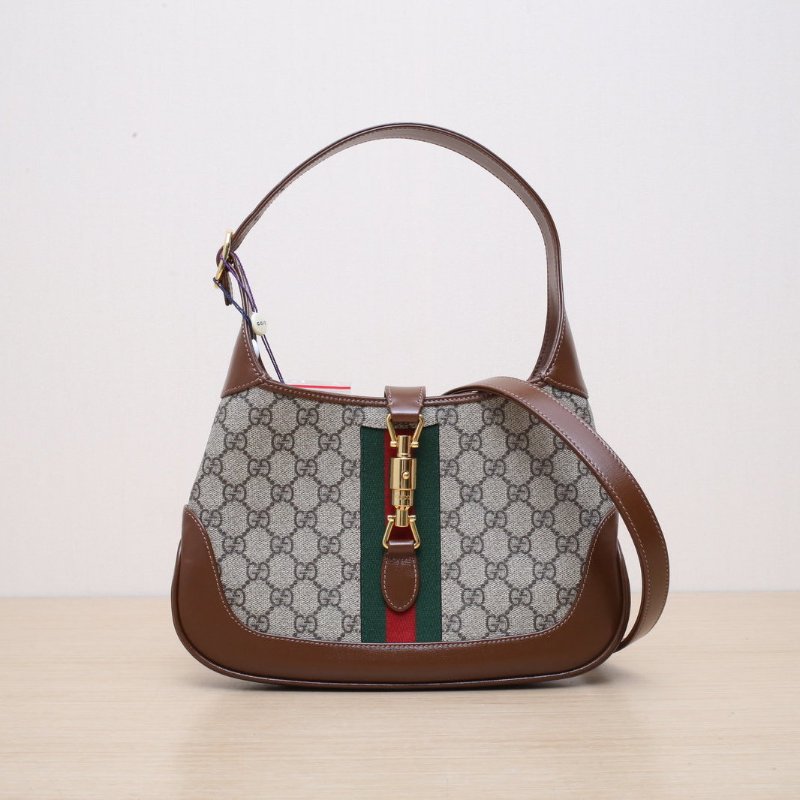 GUCCI Jackie1961小號老花帆布金扣肩背包-1