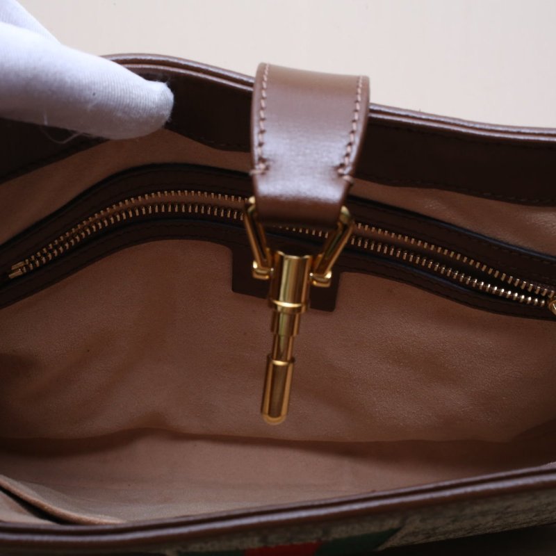 GUCCI Jackie1961小號老花帆布金扣肩背包-3