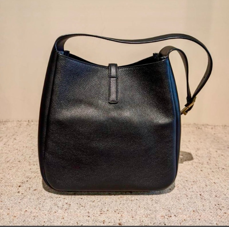 YSL SAINT LAURENT  LE 5 À 7小型粒面皮革柔軟手袋 黑色-2