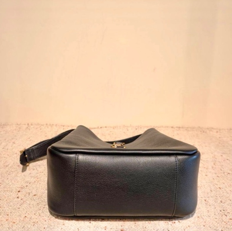 YSL SAINT LAURENT  LE 5 À 7小型粒面皮革柔軟手袋 黑色-5