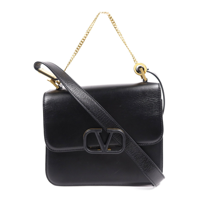 Valentino 牛皮皮革Shoulder Bag銀扣肩背袋-0
