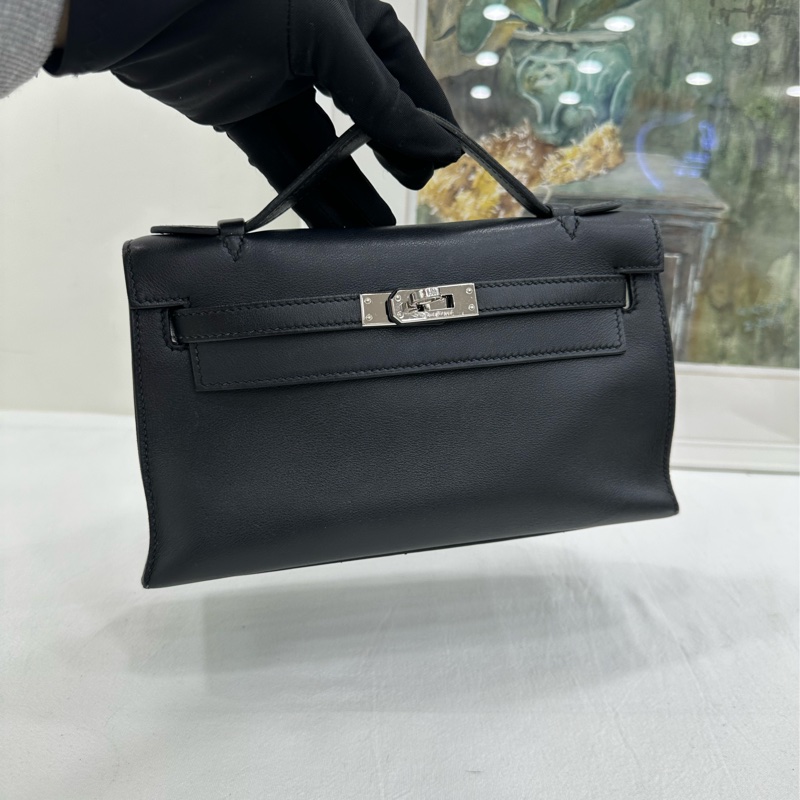 Hermes 愛馬仕 mini Kelly 黑銀世代 Swift皮 D刻-5