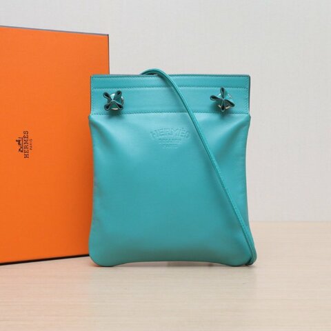 HERMES Aline馬夫包Mini19U1維羅納綠Swift皮D刻銀扣肩背包
