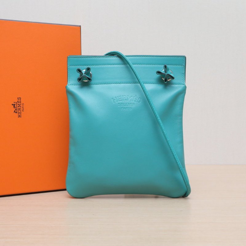 HERMES Aline馬夫包Mini19U1維羅納綠Swift皮D刻銀扣肩背包-0