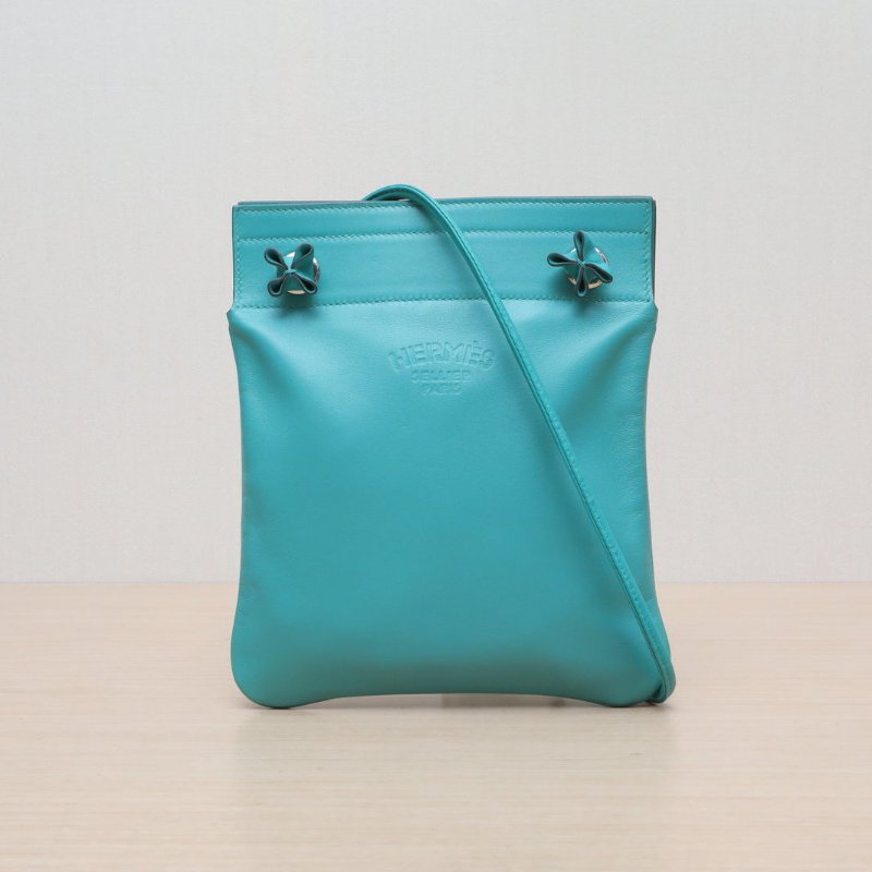 HERMES Aline馬夫包Mini19U1維羅納綠Swift皮D刻銀扣肩背包-1