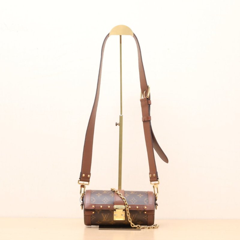 LOUIS VUITTON PAPILLON巴比龍TRUNK鏈條圓桶包老花PVC晶片肩背包-1