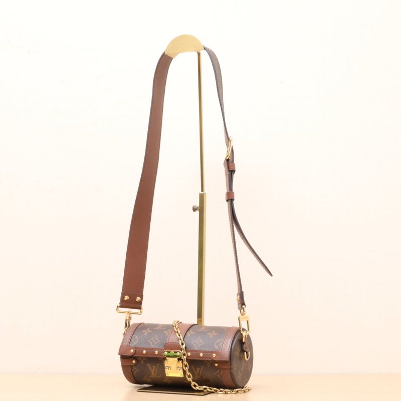 LOUIS VUITTON PAPILLON巴比龍TRUNK鏈條圓桶包老花PVC晶片肩背包-2