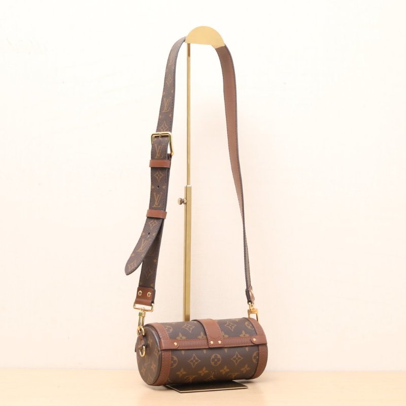 LOUIS VUITTON PAPILLON巴比龍TRUNK鏈條圓桶包老花PVC晶片肩背包-4