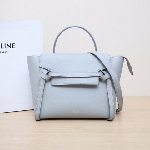 CELINE Belt鯰魚包Micro24灰色牛皮銀扣肩背包