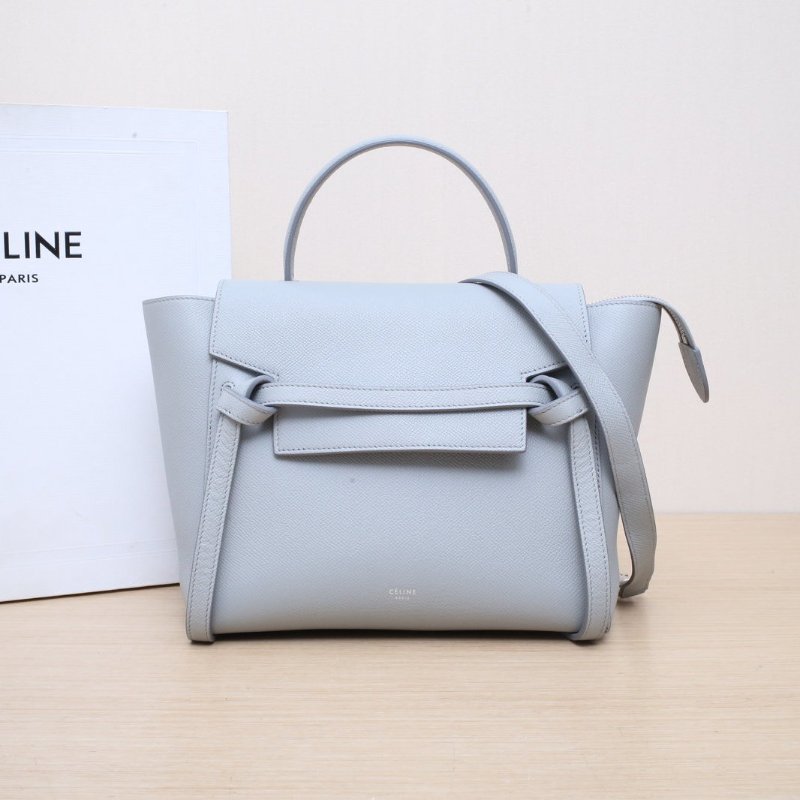 CELINE Belt鯰魚包Micro24灰色牛皮銀扣肩背包-0