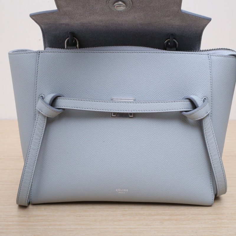 CELINE Belt鯰魚包Micro24灰色牛皮銀扣肩背包-3